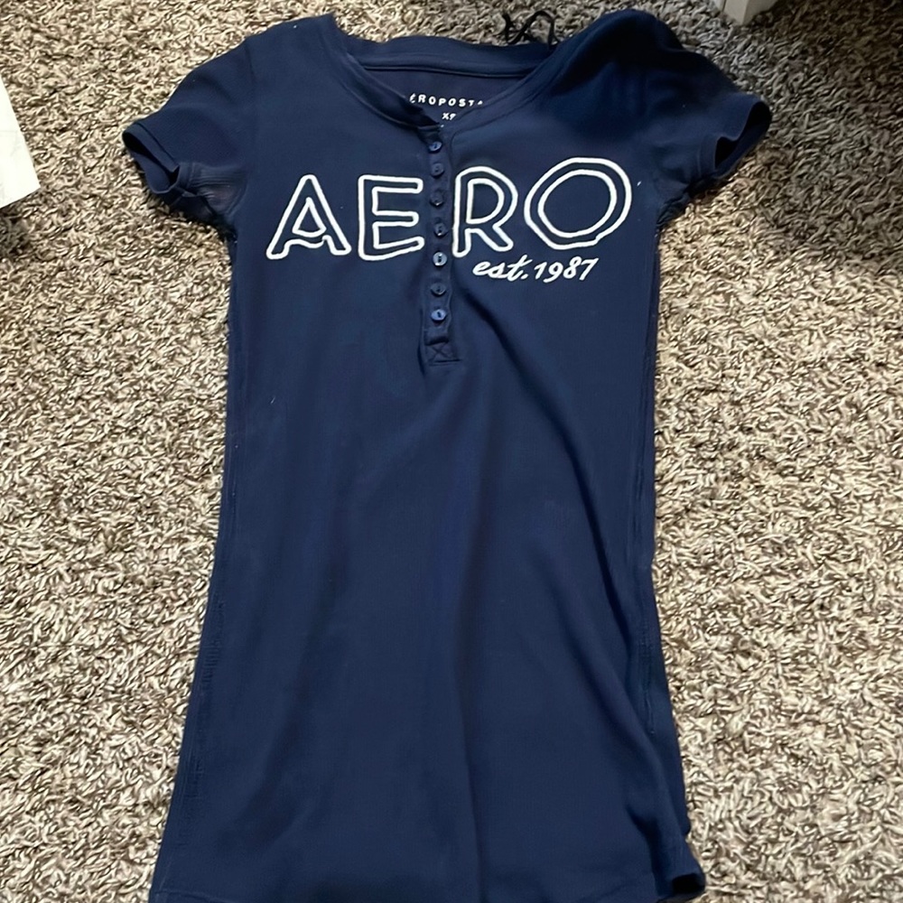 Aero navy blue button up